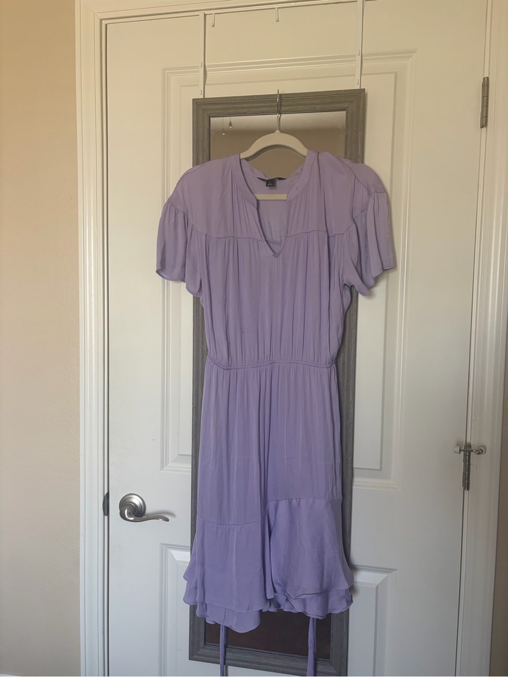 Vera Wang Lavender Tiered Short-Sleeve Midi Dress